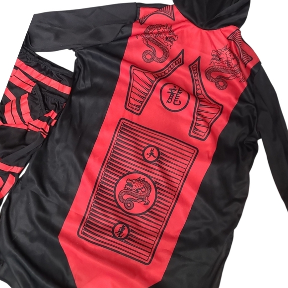 Kids Ninja Warrior Dress up Cosplay Costume - Black and Red Az 10/12 NEW - Picture 2 of 4